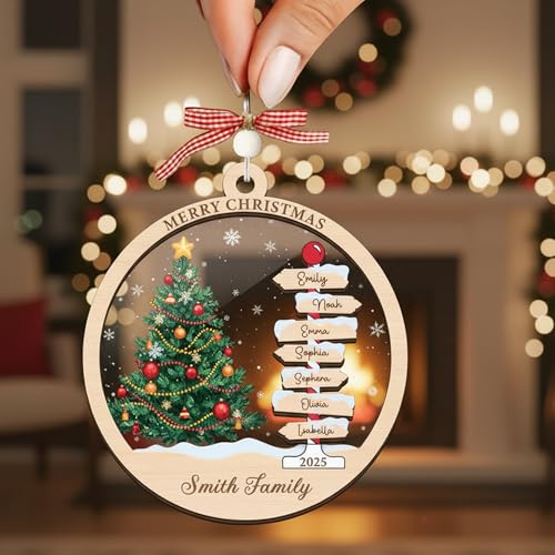 Personalized Christmas Wooden Ornaments with Family Names J389