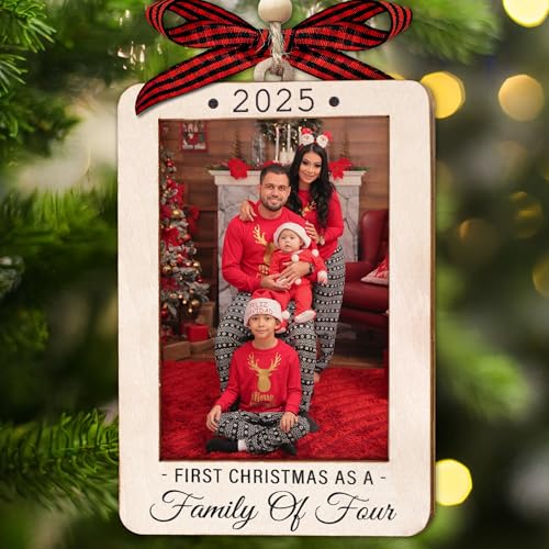 Christmas Ornament Picture Frame - Wooden Landscape Photo Frame for Tree U75225