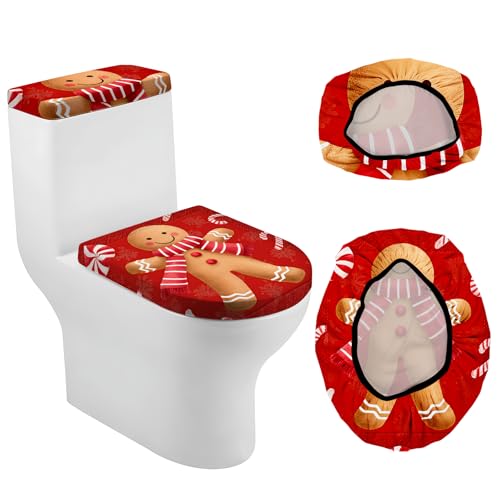 Christmas Toilet Lid Cover, Washable Bathroom Accessory O828