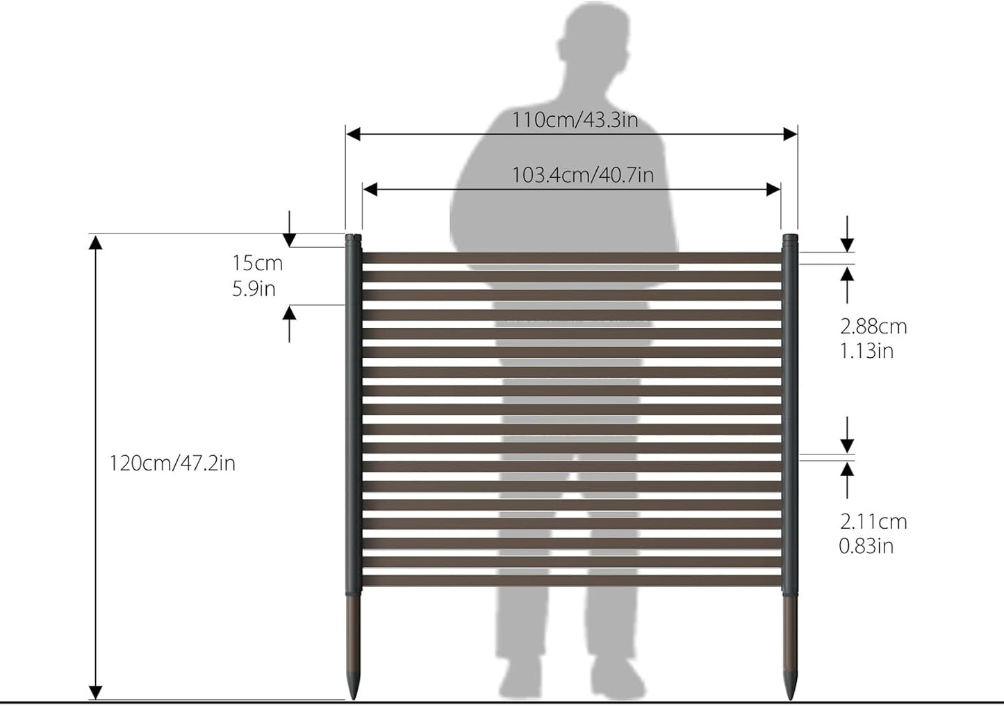 Metal Privacy Screen for Outdoor Terrace, 43x47 Inches, 2 Panels Y580