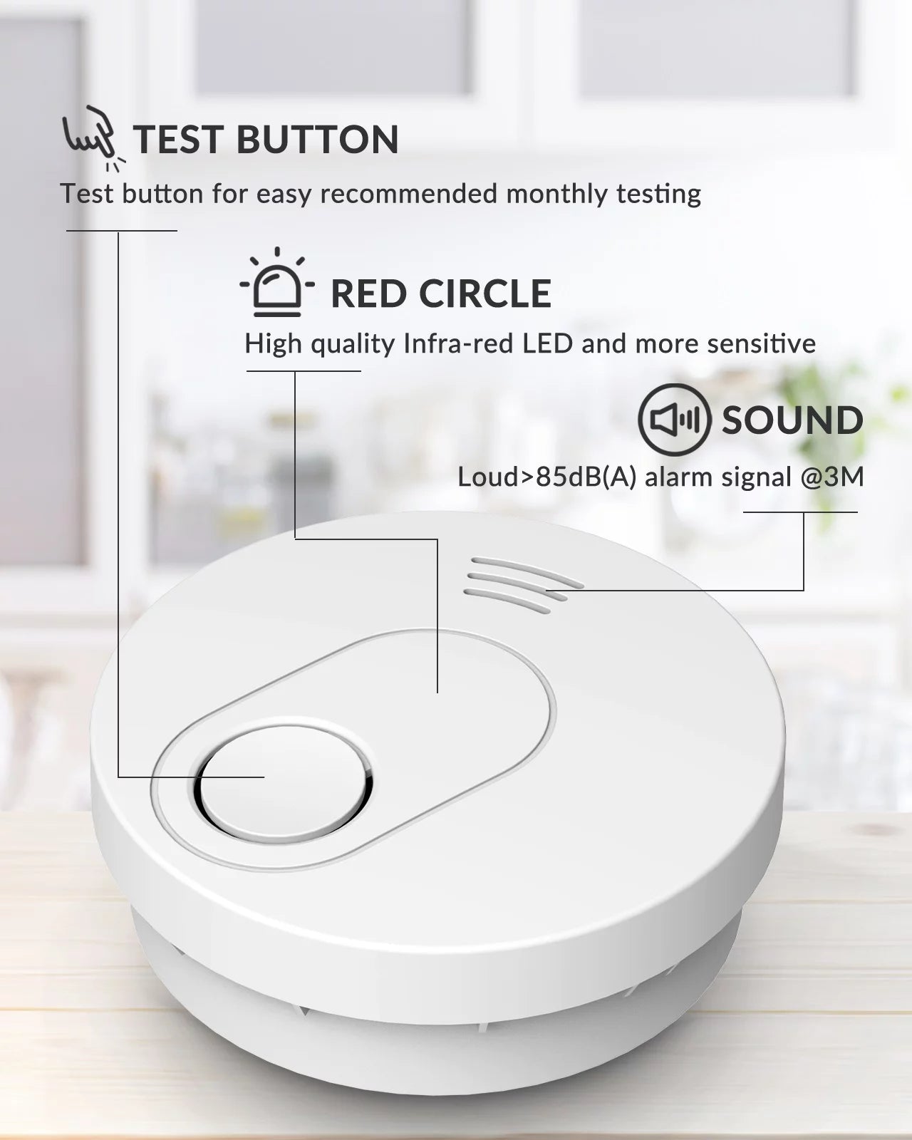 Smoke Detector, 10 Year Photoelectric Sensor Alarm, Low Battery Warning, 6 Pack O21004