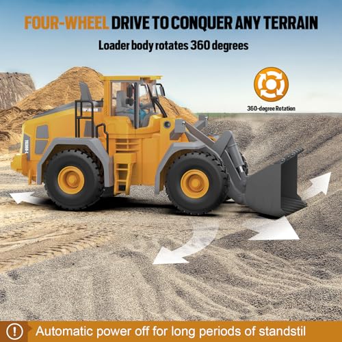 Remote Control Excavator Construction Toy for Boys, 11CH with Metal Shovel and Lights N4221