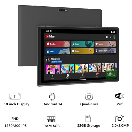 Tablet 10 Inch with Keyboard, Mouse, Case, Stylus, 8GB RAM 64GB ROM K197839