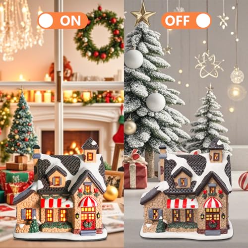 Lighted Ceramic Christmas Village Houses Indoor Decor O58573