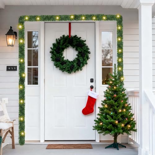 30ft Battery Operated Pre-Lit Christmas Garland with Timer J42811
