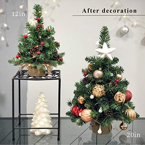 Pre-Lit Mini Christmas Tree with 40 LED Lights, Battery Operated Tabletop Decor N21773