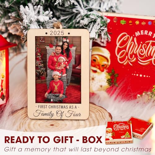Christmas Ornament Picture Frame - Wooden Landscape Photo Frame for Tree U75225