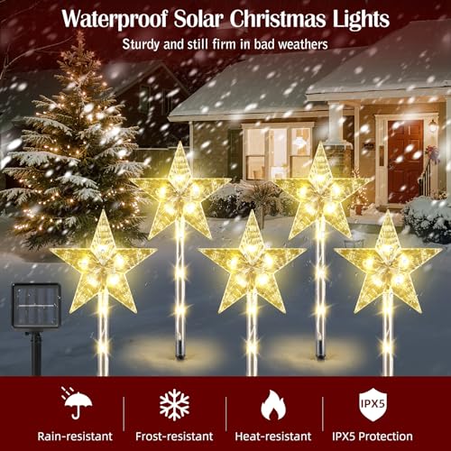 Solar Walkway Lights Outdoor, 8 Pack Candy Cane Christmas Decorations P5544