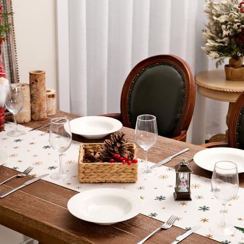 Christmas Table Runner 13x72 Inch, Red Winter Holiday Decor S612