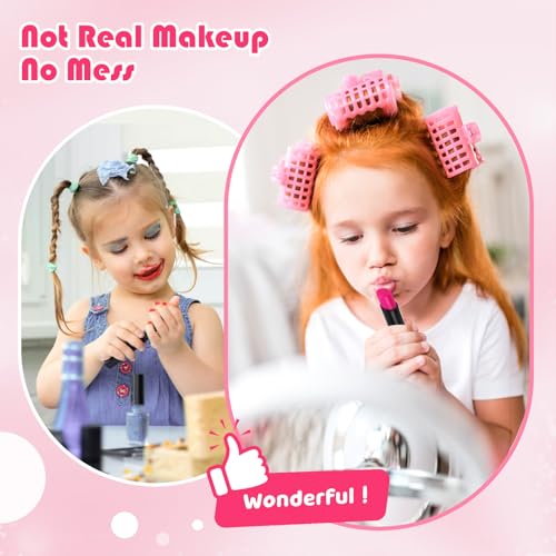 Kids Pretend Play Makeup Set with Cosmetic Bag for Toddler Age 3+ B459880