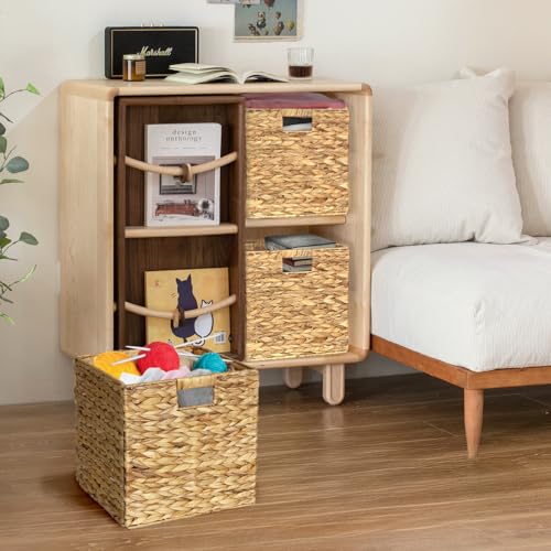Wicker Storage Cubes with Handles, Foldable Square Baskets X80598