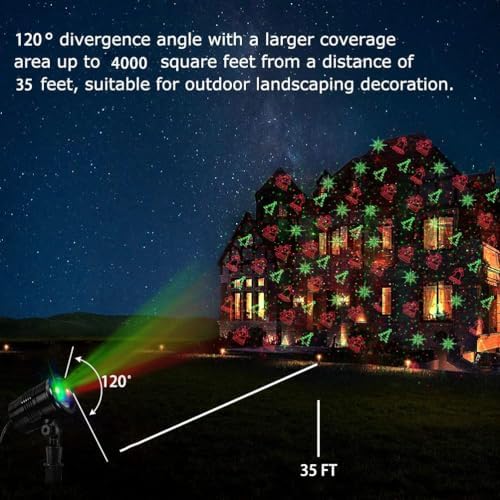 Christmas Laser Lights Outdoor Projector, Red and Green with Wireless Remote W64283