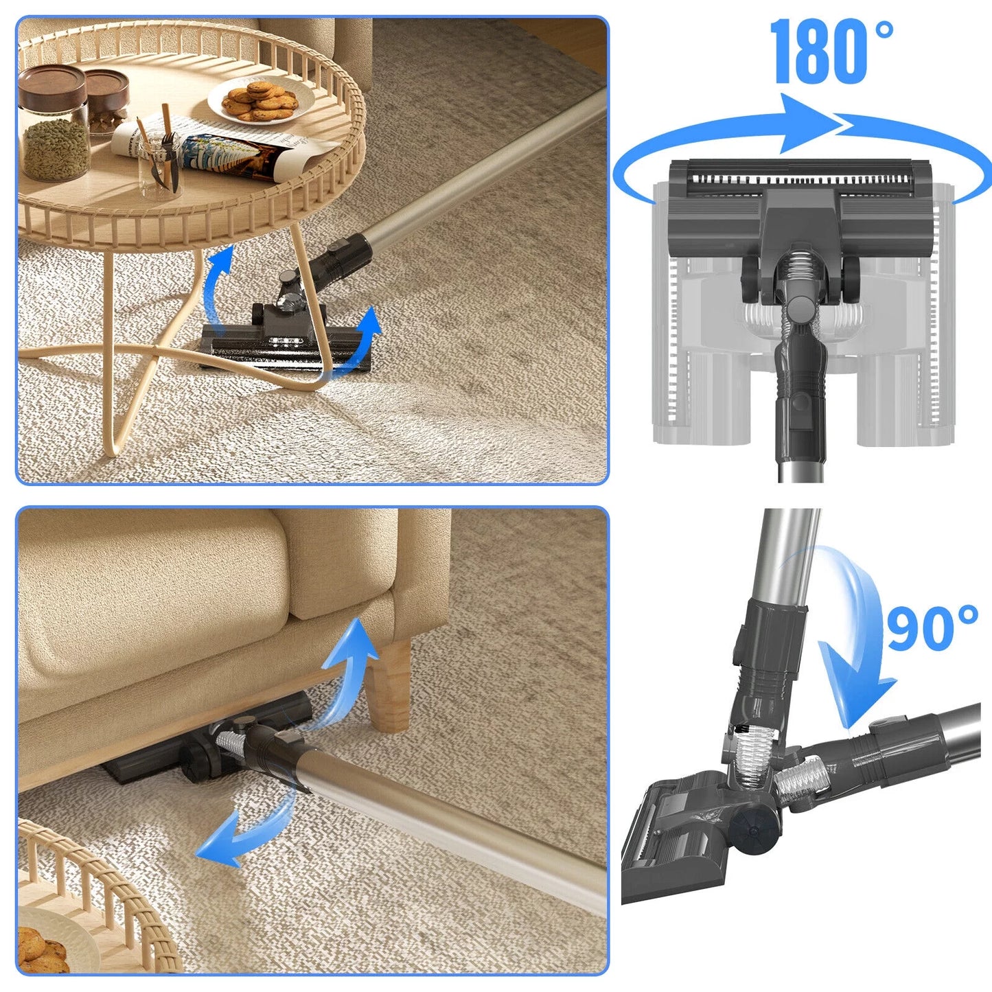 Cordless Stick Vacuum Cleaner with LED Light for Pet Hair and Hardwood Floor R511