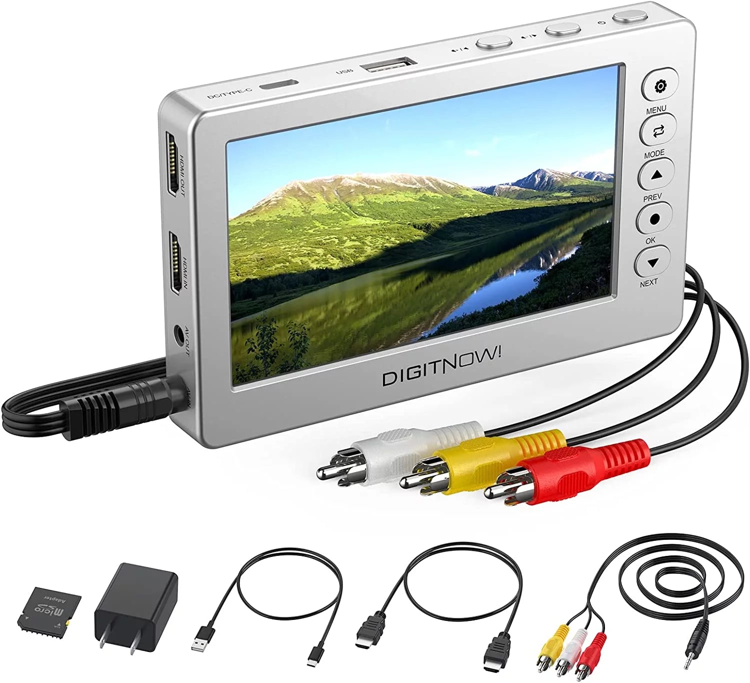 DIGITNOW Video to Digital Converter, VCR VHS to Digital Converter with 5" OLED Screen, Video Recorder Capture Device from DVD, RCA, Hi8, Camcorders, Gaming Systems, Support AV and HDMI - Silver