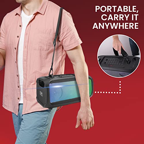 Wireless BT Portable Boombox Speaker, 600W Rechargeable, Stereo System with LED and Mic C218