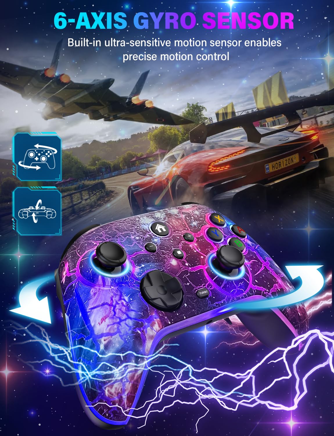 Wireless Switch Controller with RGB Lights, Rechargeable Gamepad P741817