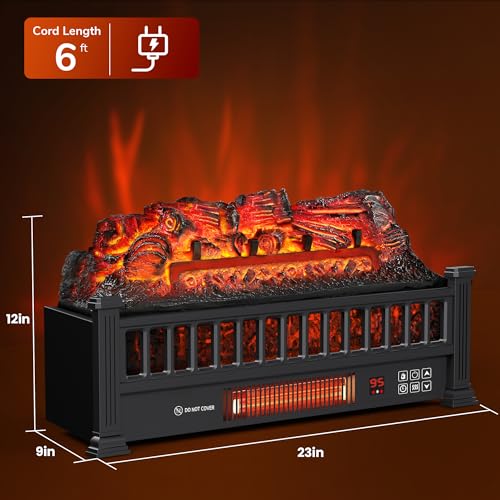 Electric Fireplace Logs 20-Inch with Remote, Adjustable Flame Colors, Timer, 1500W I334751