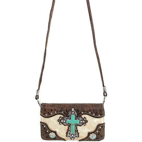 Cross Angel Wings Concealed Carry Handbag Purse Crossbody Messenger Bag and Wallet B547041