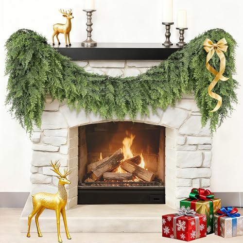 Real Touch Cedar Garland 9 ft for Mantle, Stairs, Fireplace Y971