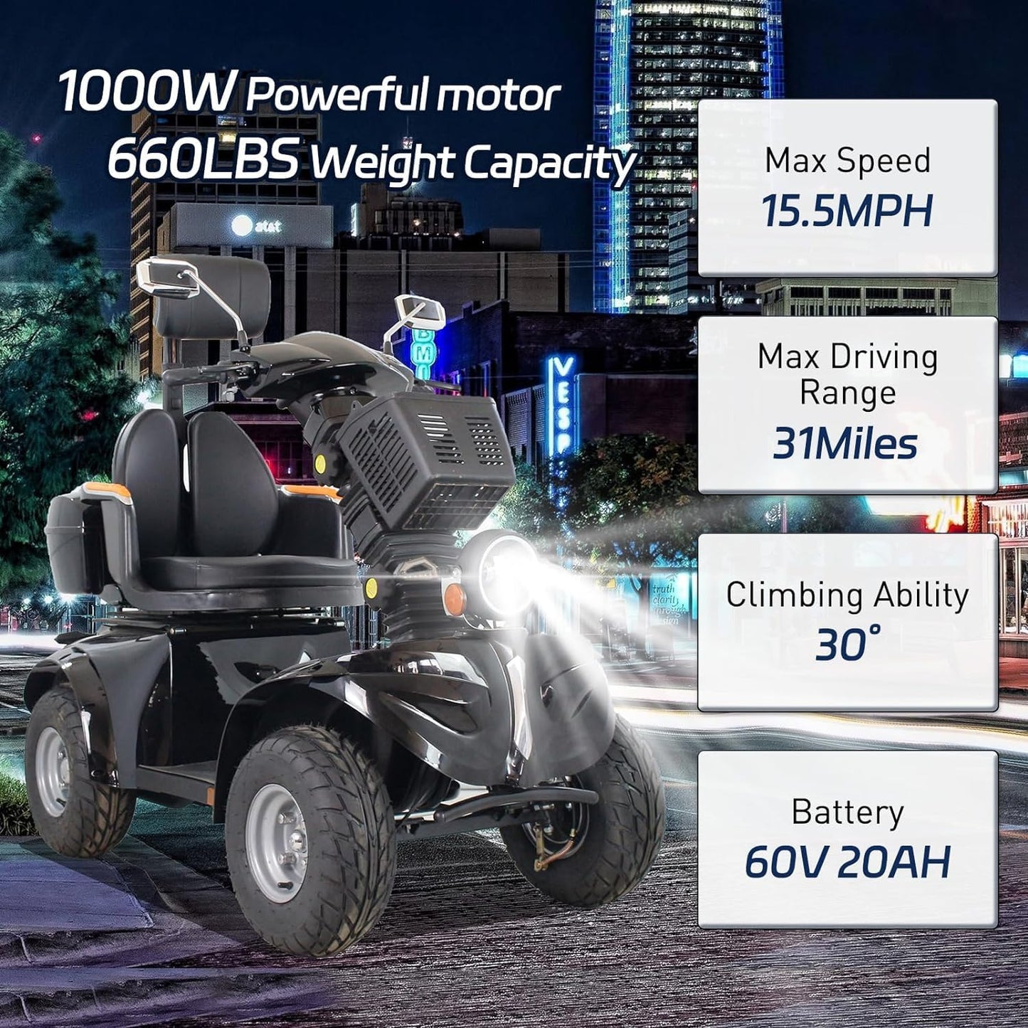Heavy Duty 4 Wheel Mobility Scooter for Seniors & Adults V150