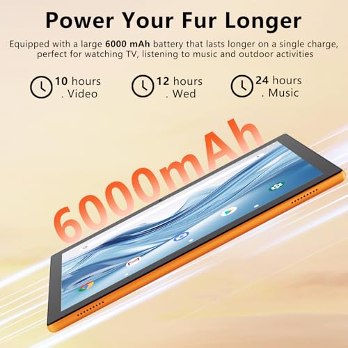 Tablet 10 Inch, 18GB RAM 128GB ROM, 2 in 1 with Keyboard Mouse Stylus K7381
