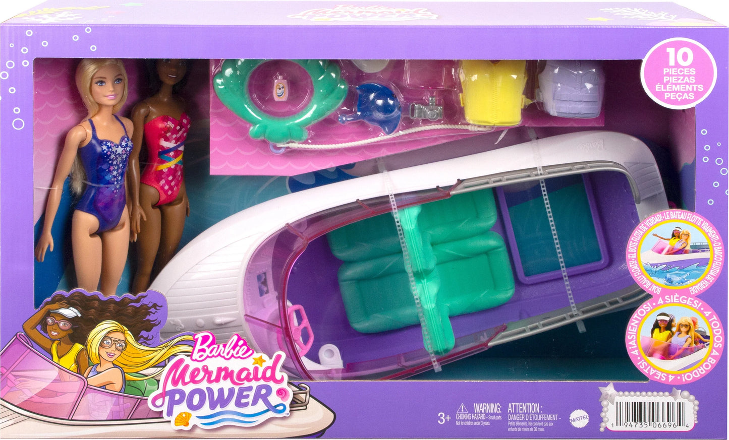 Mermaid Dolls with Boat Playset and Ocean Accessories N78414