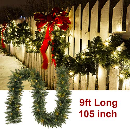 Pre-lit Christmas Garland with Lights for Indoor Outdoor Decor C1969