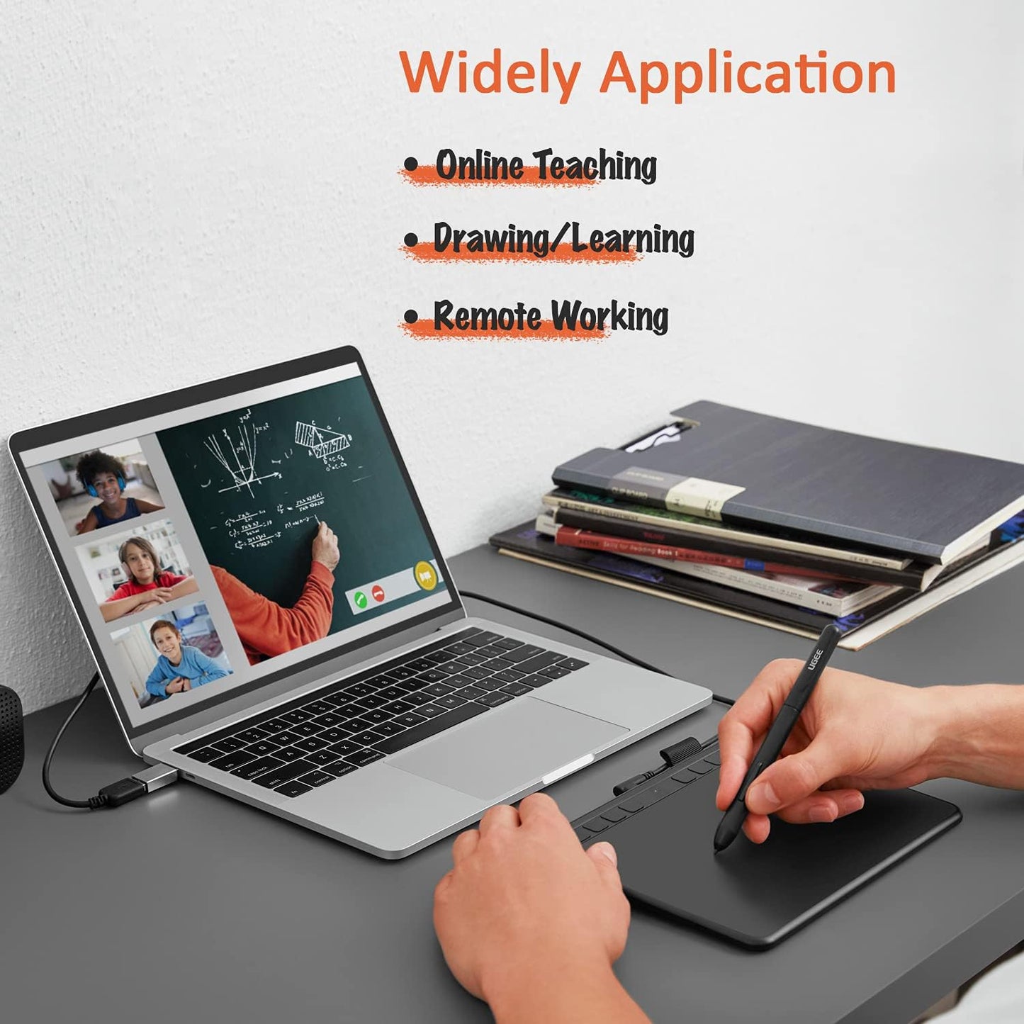 Graphics Drawing Tablet with Battery-Free Stylus and 8192 Pressure Levels F612198