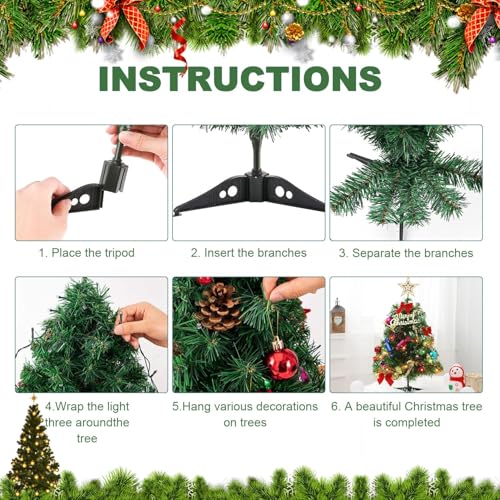 20 Inch Christmas Tabletop Tree with LED Lights and Star Topper G349566