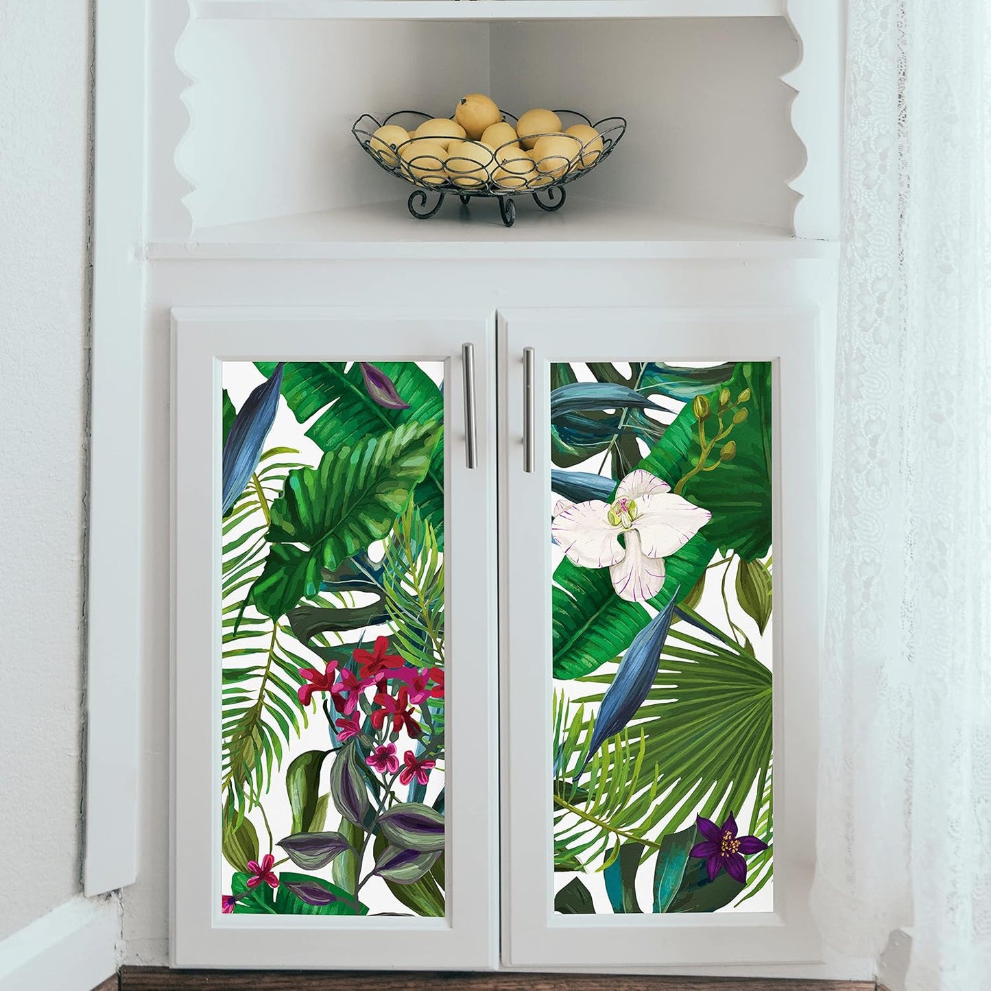 Tropical Peel and Stick Wallpaper Green Floral Contact Paper, 24"x118" P47547