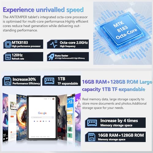Android Tablet 10.1 Inch, 16GB RAM 128GB ROM, 2 in 1 with Keyboard Pen D35775