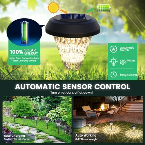 6 Pack Solar Pathway Lights Outdoor Christmas Decorations, Waterproof Candy Cane for Yard Walkway S64243