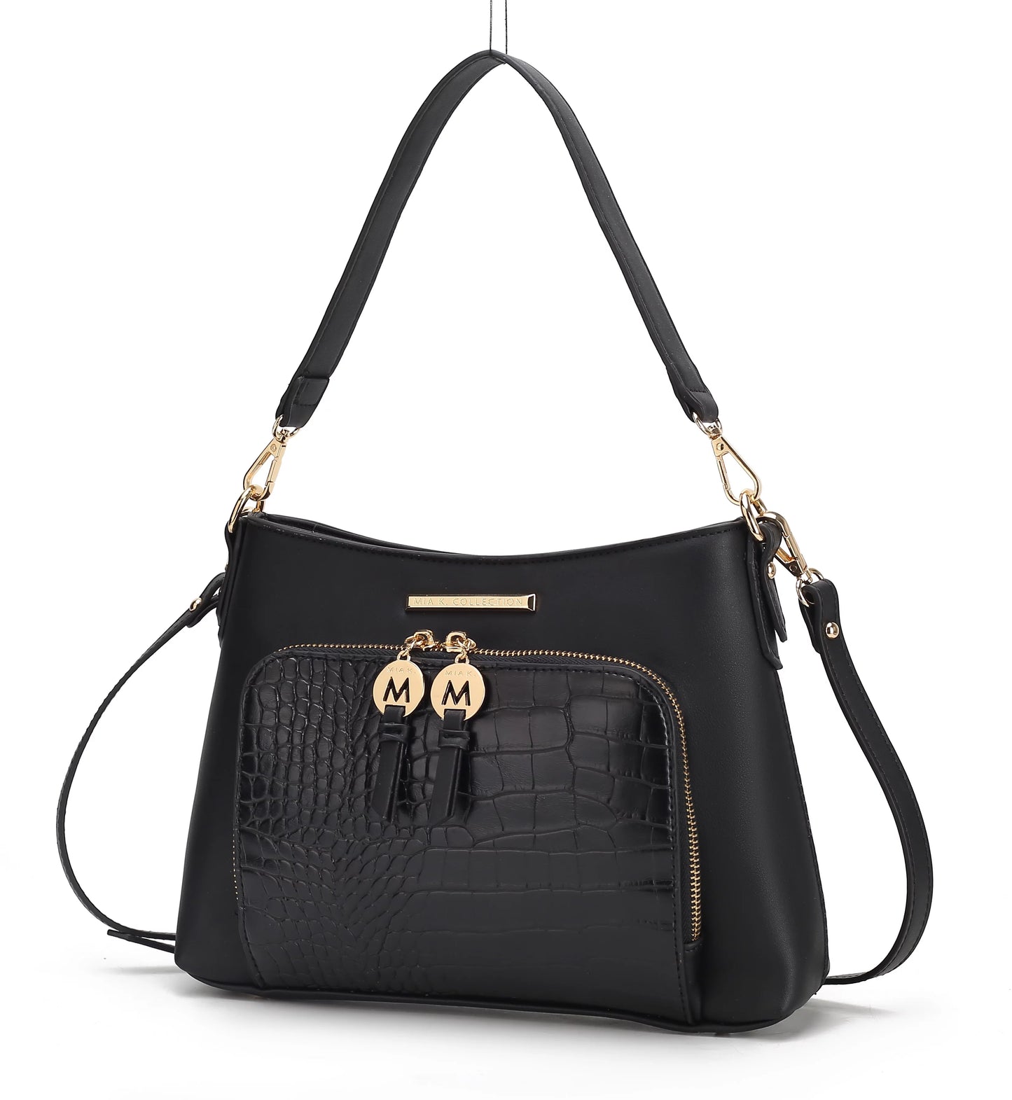 MKF Collection Anayra Vegan Leather Women's Hobo Bag, Elegant Crossbody Purse Handbag by Mia K - Black
