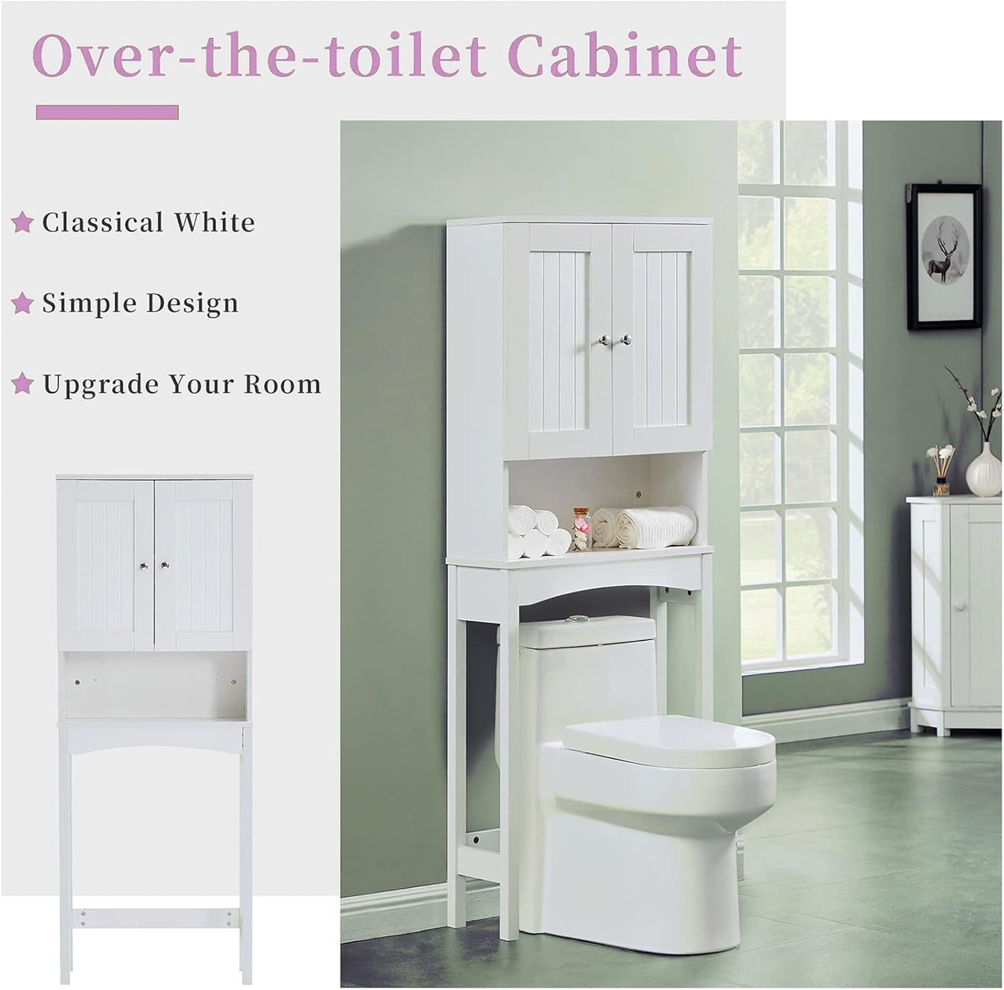 Over The Toilet Storage Cabinet with Double Doors W559684