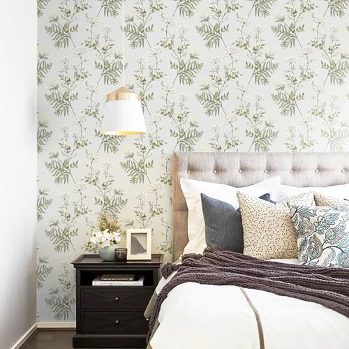 Peel and Stick Wallpaper Beige Removable Forest Tree Leaves Self Adhesive Contact Paper O4554