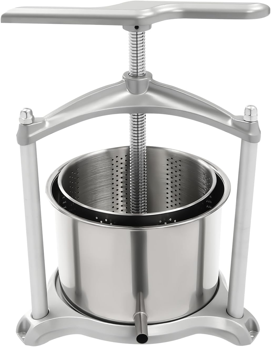 6 L/1.59Gal Fruit Wine Press Manual Press Machine with with T-Handle, Stainless Steel Manual Cheese Press Grape Cider Wine Making Equipment for Pressing Cheese, Herbs, Olive Oil, Honey