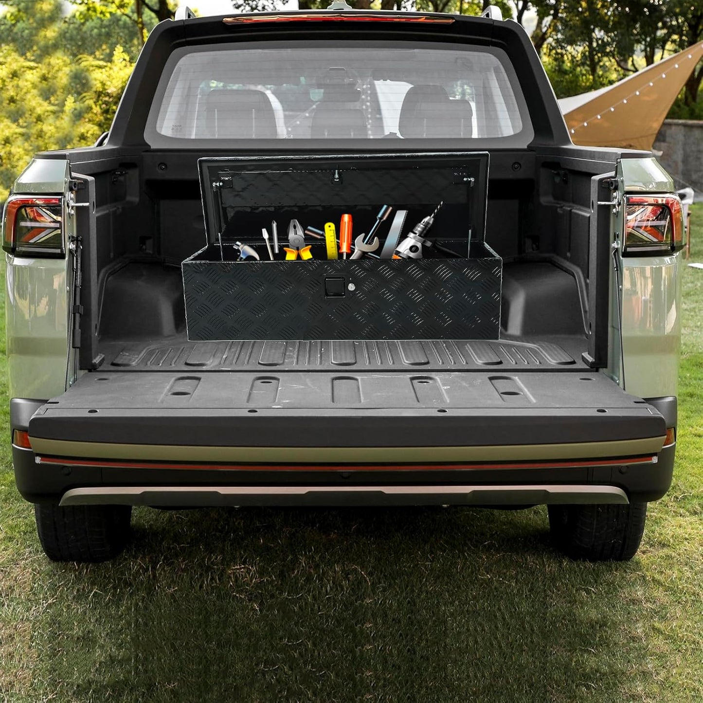 Heavy Duty Aluminum Pickup Truck Bed Toolbox with Lock and Keys I69514