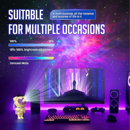Astronaut Star Projector Night Light with Remote and Timer H43959