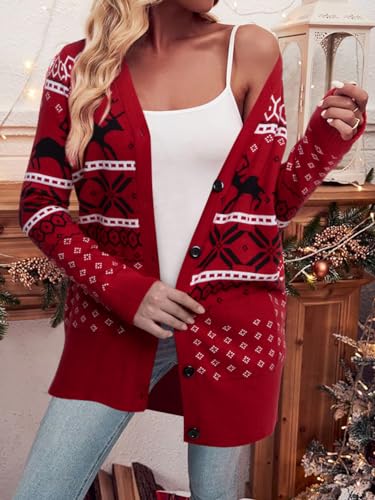 Funny Christmas Cardigan for Women Open Front Knit Coat U698