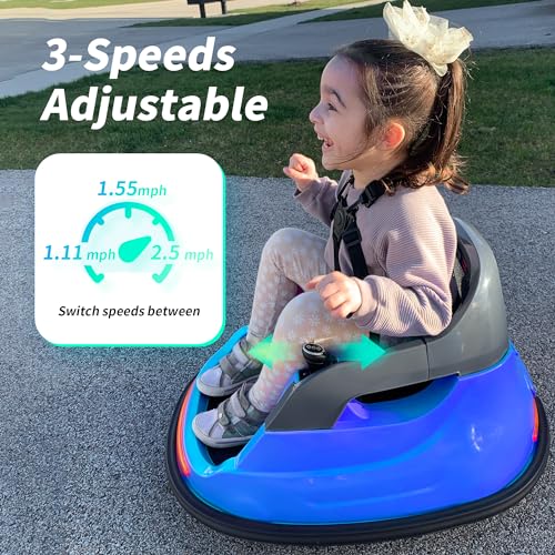 Kids Bumper Car with Remote Control, 3 Speeds - Blue F893239