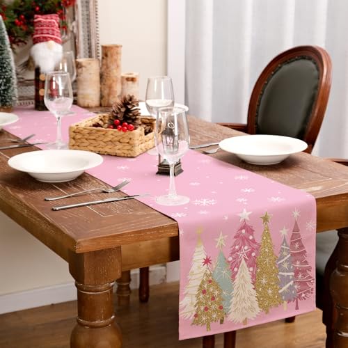 Christmas Table Runner 13x72 Inch, Red Winter Holiday Decor S612