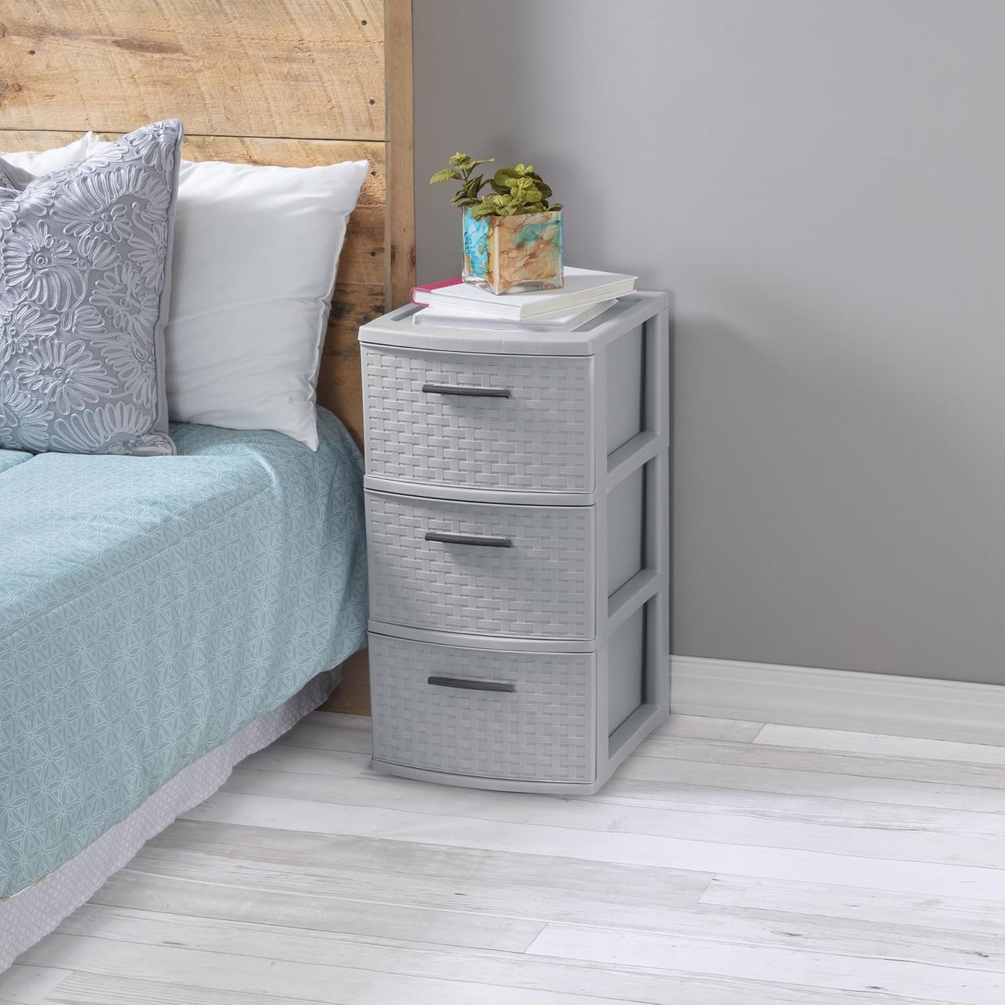 3 Drawer Weave Tower Plastic T5655