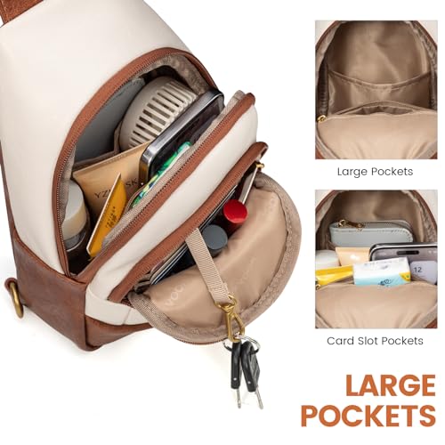 Sling Bag for Women, Leather Crossbody with Detachable Strap I680