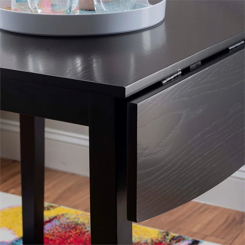 Square Wood Drop Leaf Table in Black O4185