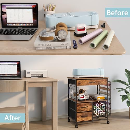 Rolling Storage Cart with Drawers and Vinyl Roll Holder for Craft Workstation P8072