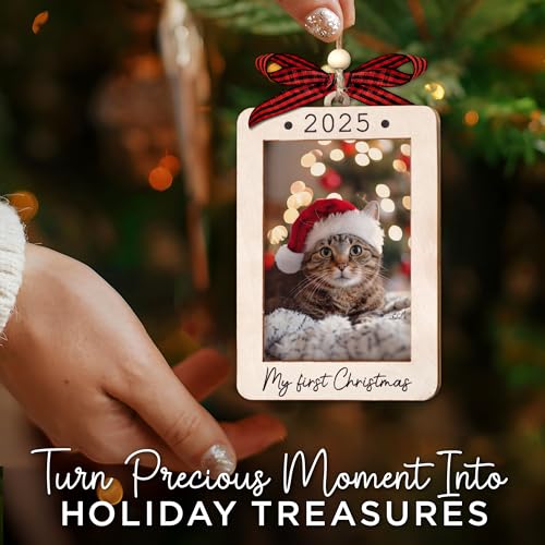 Christmas Ornament Picture Frame - Wooden Landscape Photo Frame for Tree U75225