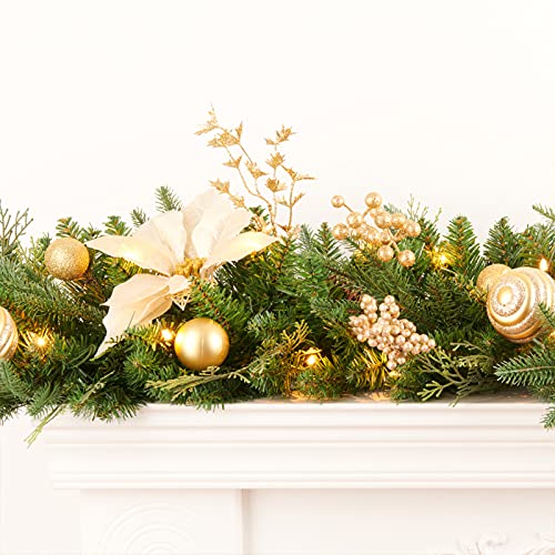 Pre-lit Christmas Garland 9ft with 50 LED Lights, Battery Operated I824