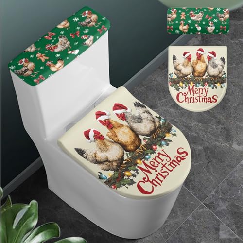 Christmas Toilet Lid and Tank Cover Set for Bathroom Decor Q334993