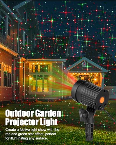 Christmas Projector Lights Outdoor Red Green Starry Waterproof Plug in T272869
