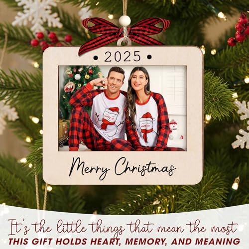 Christmas Ornament Picture Frame - Wooden Landscape Photo Frame for Tree U75225